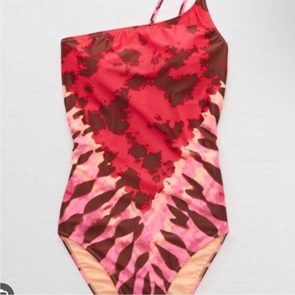 AERIE | One Shoulder Asymmetrical Tie Dye One Piece Swimsuit Women’s Size Small - Picture 12 of 12